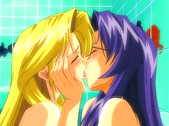 Gorgoues young hentai lesbo girls grinds their wet pussylips in the bath